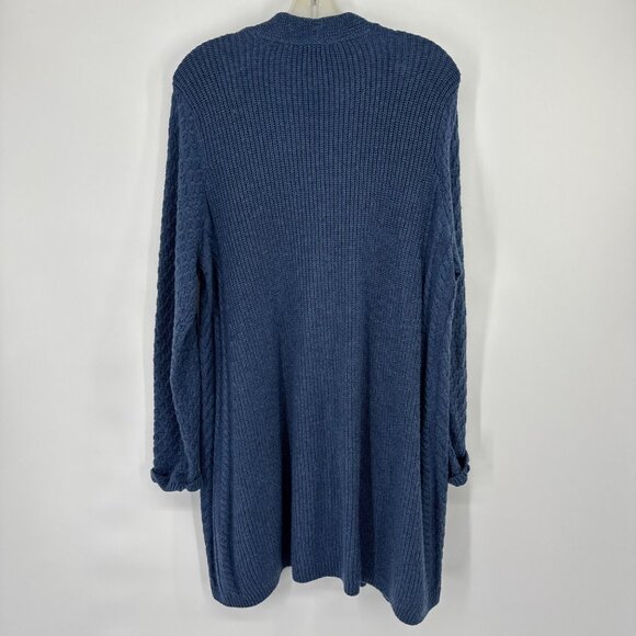J.Jill Womens Blue Open Cable Knit Cardigan sweater size large cotton blend - Picture 12 of 12